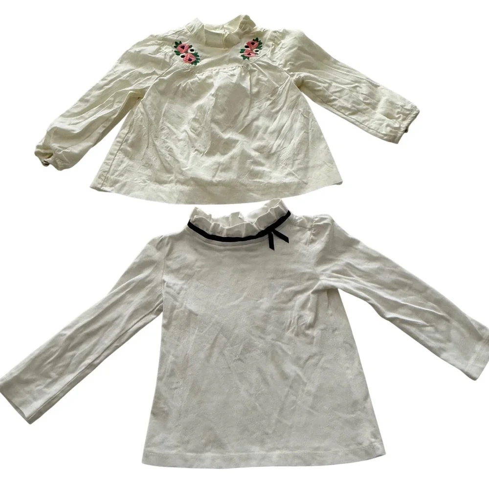 Janie and Jack Toddler Girls Tops Lot 18-24‎ Months Floral Embroidered Ruffle